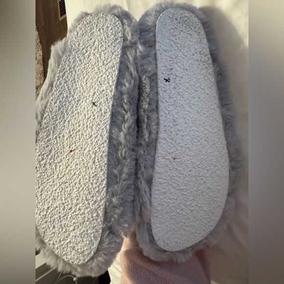 NEW FREE PEOPLE MOVIE NIGHT DOUBLE BUCKLE FURRY SLIPPERS BLUE GREY 37 - Picture 5 of 6
